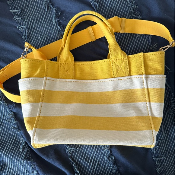 kate spade jett small tote yellow stripes canvas - Picture 3 of 9